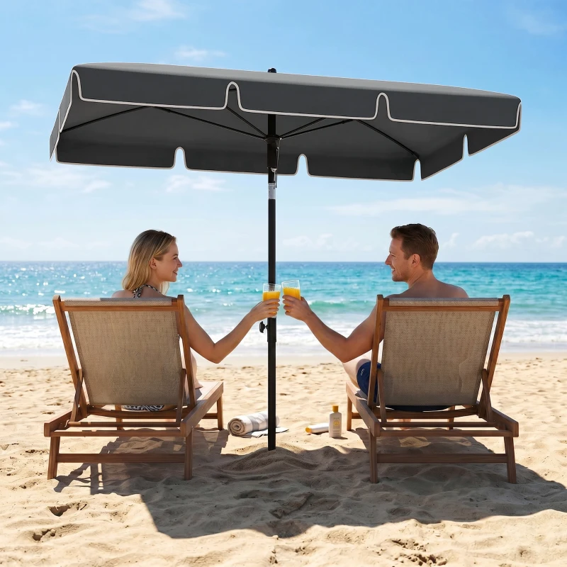 Outsunny Sombrilla de Terraza de Aluminio 2x1,3x2,5 m Parasol de Jardín Rectangular con Función de Inclinación Gris