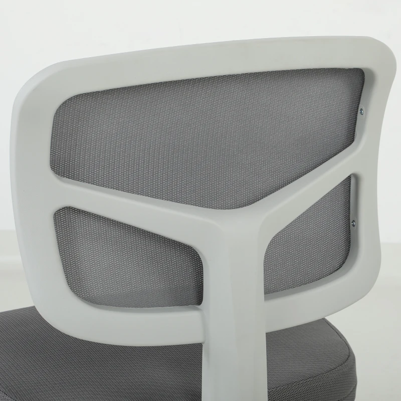 Vinsetto Chaise de Bureau Ergonomique Sans Accoudoirs, Fauteuil de Bureau Pivotant, Dossier Courbé en Maille et Roulettes, Gris