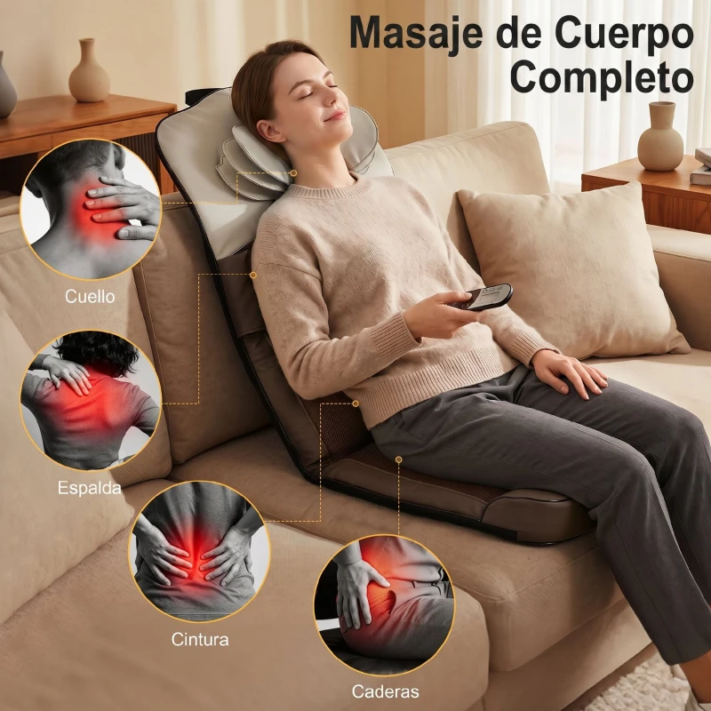 HOMCOM Colchón de Masaje Cuerpo Completo Plegable con Calefacción Compresión de Aire 4 Modos 3 Intensidades Apagado Automático