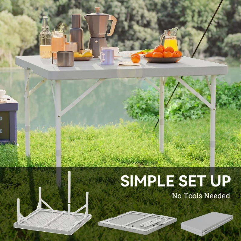 Outsunny 34/74cm Folding Camping Table, with Handle - Grey