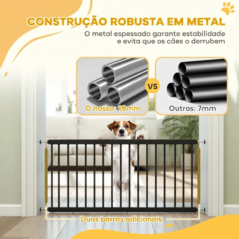 PawHut Barreira de Segurança para Cães Pequenos Extensível 67-93,5 cm Altura 45 cm para Portas e Escadas Preto
