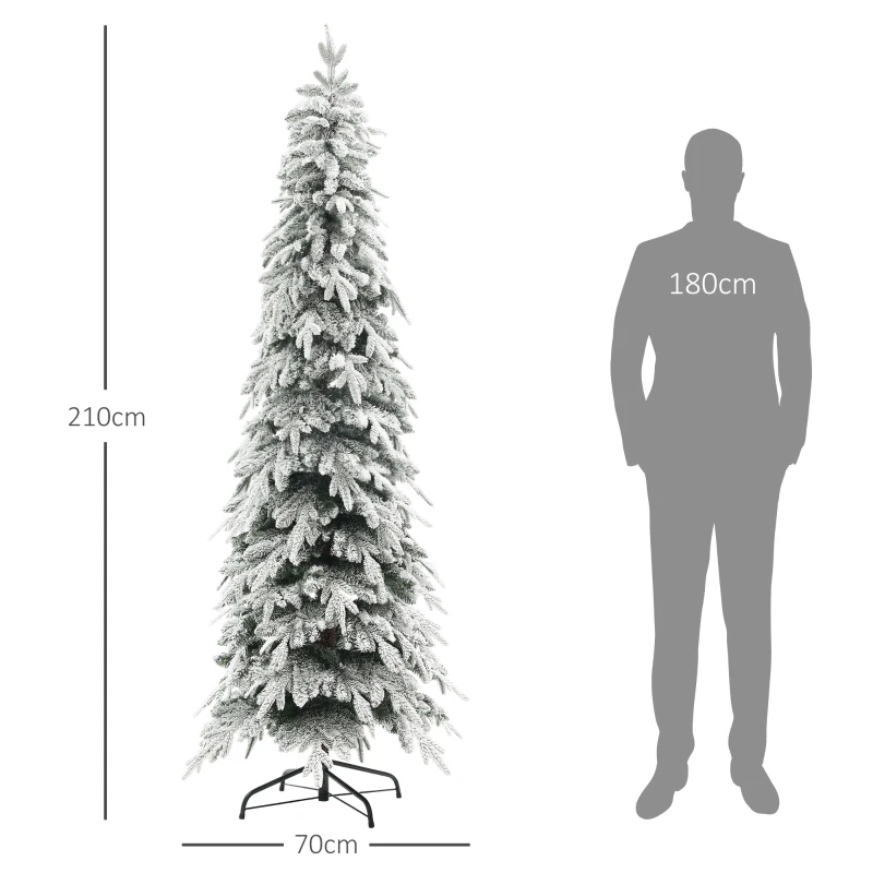 HOMCOM Brad artificial 210 cm, ca unul adevărat, cu 800 de crenguțe dense, zăpadă artificială, deschidere automată