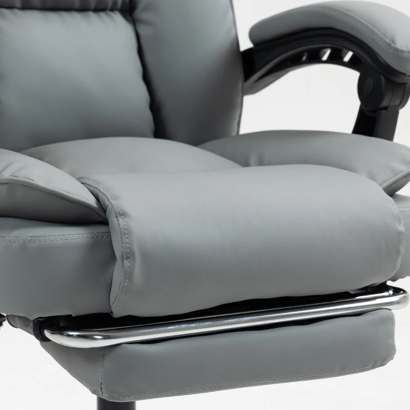 HOMCOM Chaise de bureau ergonomique, fauteuil de bureau inclinable avec repose-pieds, hauteur réglable, pivotante 360°, gris