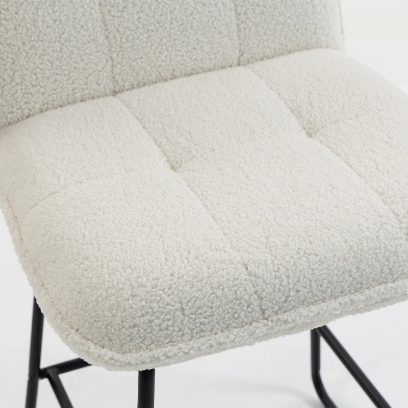 HOMCOM Lot de 2 Tabourets de Bar, Chaises de Bar Rembourrées en Tissu Bouclette, Extra-Large Assise 66H cm, Crème