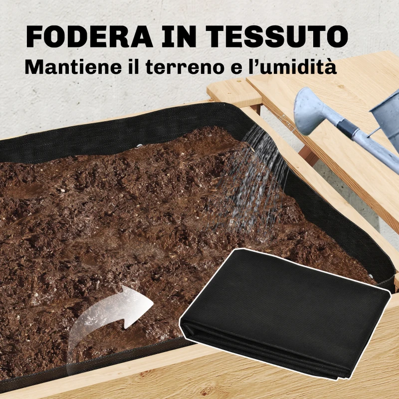 Outsunny Letto per Orto Rialzato a 2 Livelli con Ripiani in Legno, 119.5x102x76.5cm, Marrone