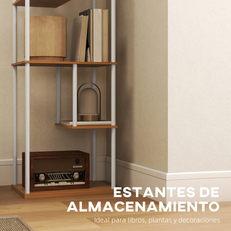 HOMCOM Lámpara de Pie con Estantes Temperaturas de Color Ajustable 3000K-6500K Control Remoto Bombilla E27 Natural
