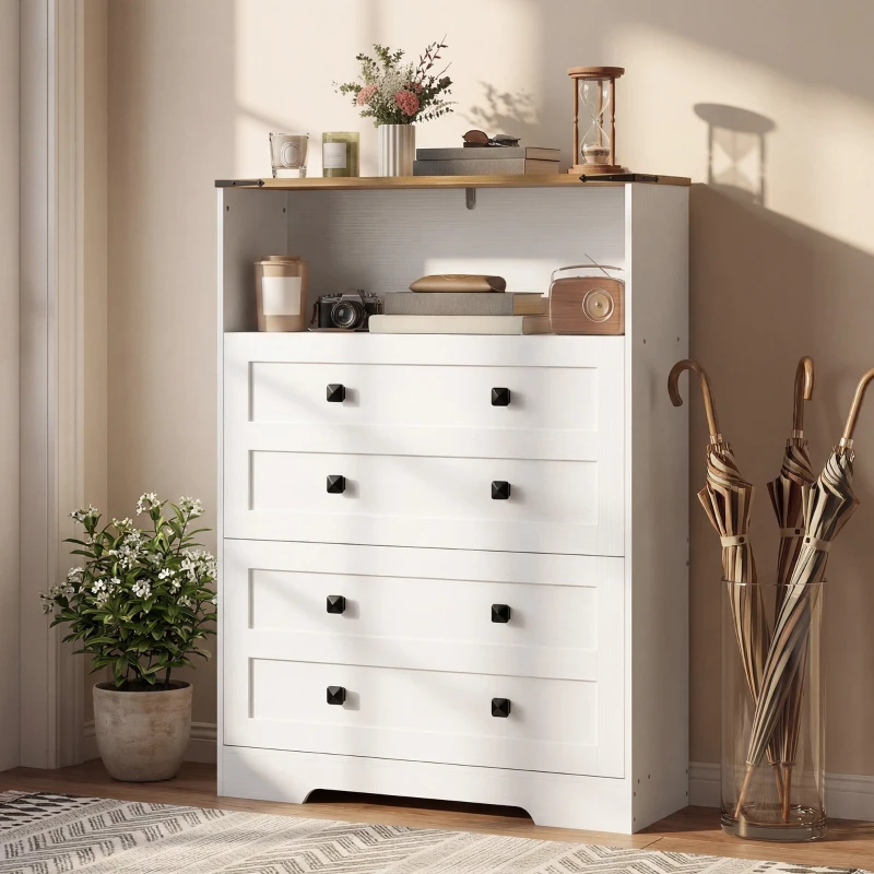 HOMCOM Shoe Cabinet with 2 Flip Drawers, Narrow Shoe Storage Cabinet, White