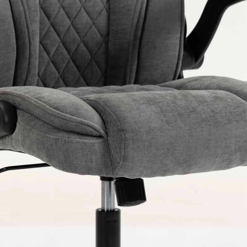 HOMCOM Office Chair, Ergonomic Desk Chair with Flip-up Armrest, Pocket Springs, Swivel Wheels, Adjustable Height, Grey