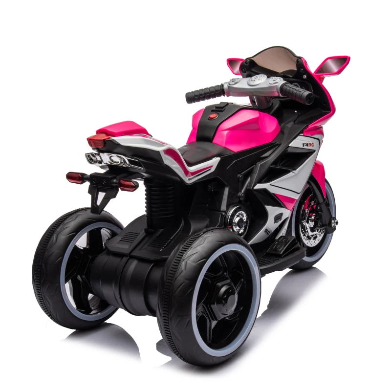 Elektrisches Kinder-Motorrad, leuchtenden Rädern, Vor-/Rückwärtsbetrieb und Echtzeit-Akkuanzeige, 78.1x40.6x51.5 cm, Rosa