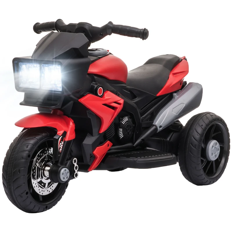 AIYAPLAY Kids Electric Motorcycle Ride-On Toy, 3-Wheel Battery-Operated Motorbike with Horn, Toddler Ride On Bike, Red