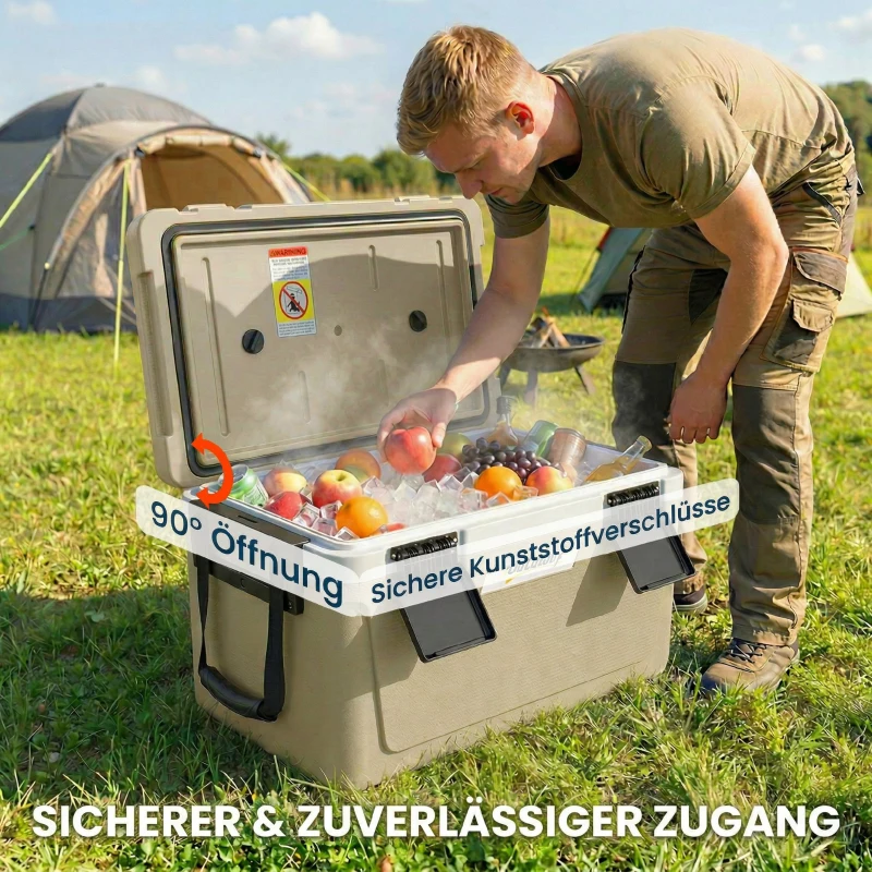 Outsunny Kühlbox 42,6L Große Passive Thermobox bis zu 72 Std. Kühlung, mit PU-Vollschaumisolierung Ablassventil Griff, Tragbar