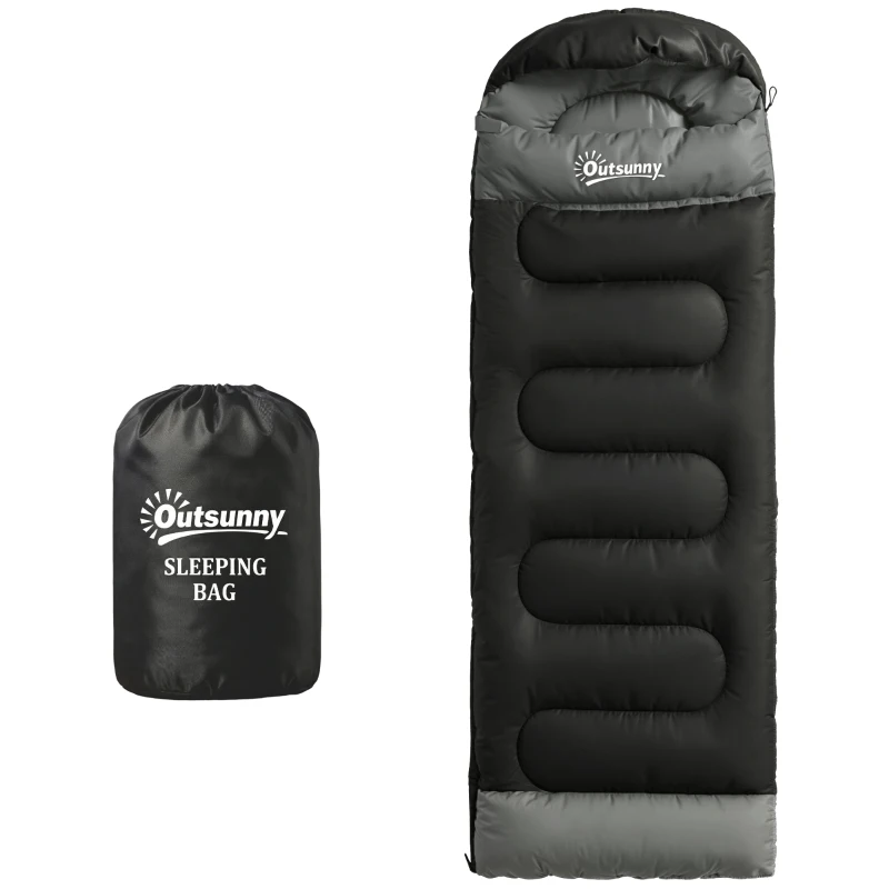 Outsunny Sac de Dormit pentru Adulți, Ușor și Compact, Negru