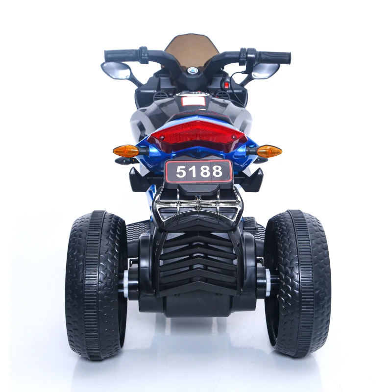 12V Kinder-Elektromotorrad, LED-Licht & leuchtende Räder, Bluetooth-Musik, 115x59x73 cm, Blau