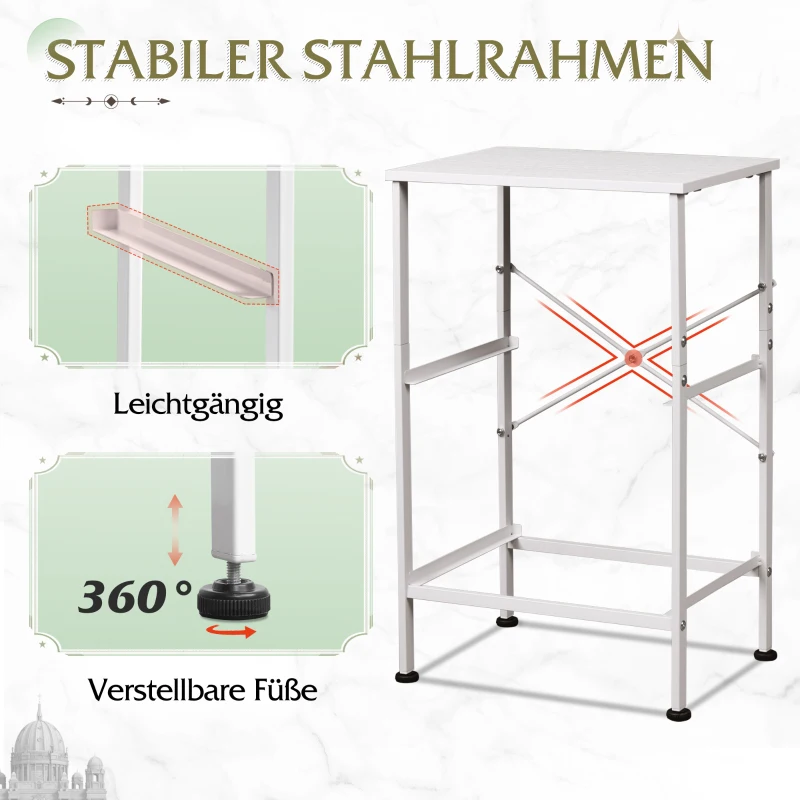 Nachttisch mit 2 Stoffschubladen, großer Stauraum, wasserfeste Holzplatte, 39.8x29.8x63.1 cm, Weiß