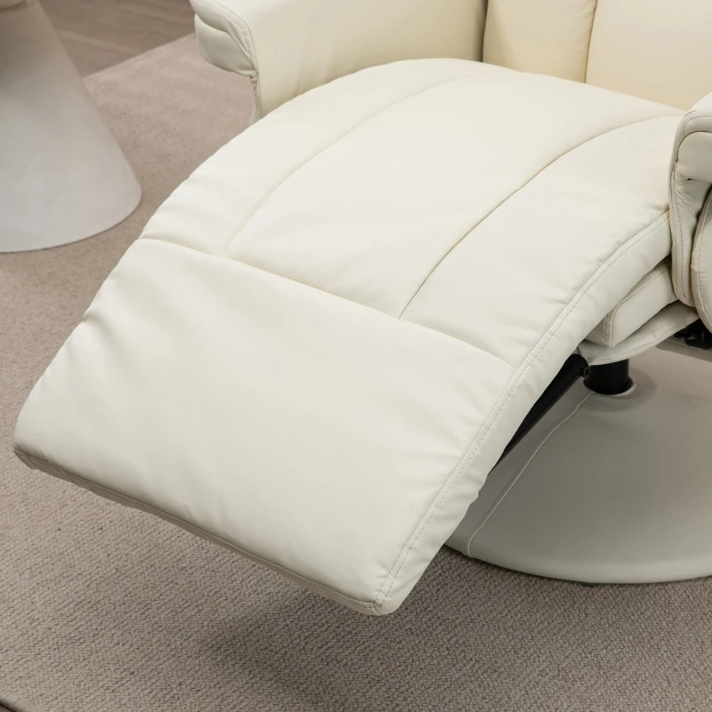 HOMCOM Sillón Relax Reclinable con Bolsillo Lateral y Portavasos para Salón y Dormitorio Crema