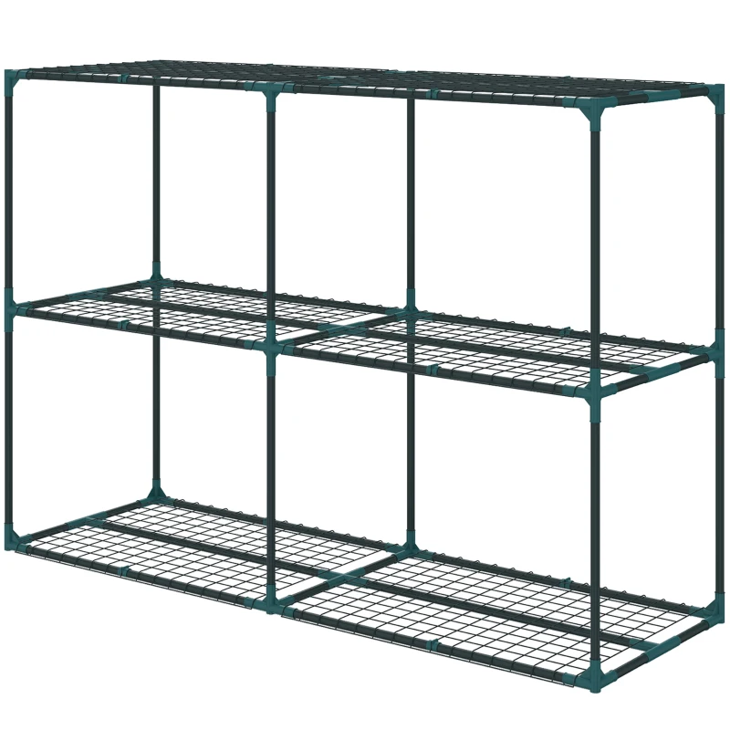 Outsunny Portapiante a 3 Livelli Aperti in Acciaio e Plastica, 143x48x100 cm, Verde Scuro