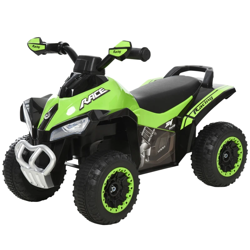 HOMCOM kinderauto trapauto met voeten schuiven kinderauto kindervoertuig voor 18-36 maanden licht muziek kunststof staal groen 67,5 x 38 x 44 cm(m-10)