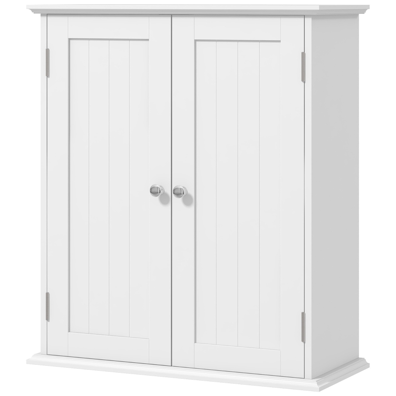 HOMCOM Bathroom Wall Cabinet, 3-Tier Wall-Mounted Bathroom Storage Cabinet with Adjustable Shelf, White
