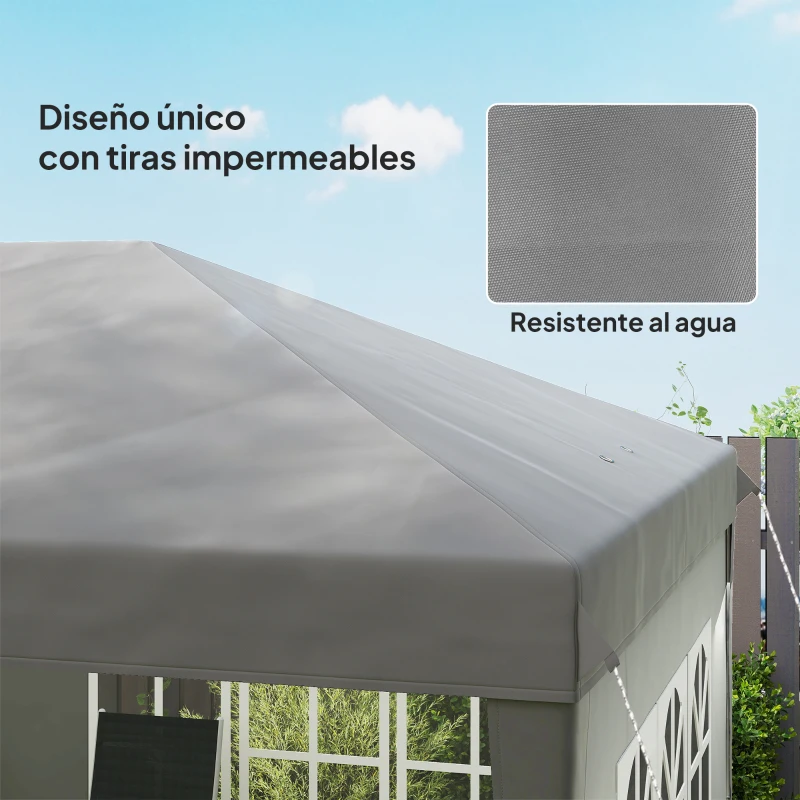 Outsunny Carpa Plegable 6x3 m Pop-up con 4 Laterales Desmontables Cenador de Jardín con 4 Ventanas y Bolsa de Transporte Gris