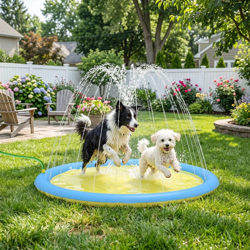 PawHut Dog Splash Pad for Pets Dog Bath Pool Water Game