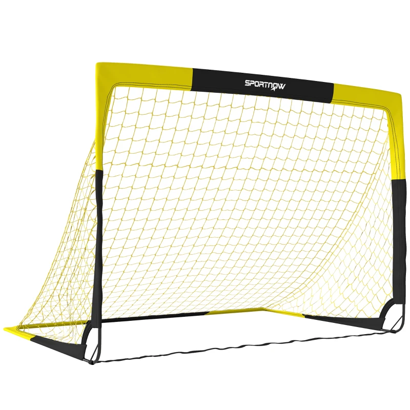 SPORTNOW Poartă de fotbal Pop-up portabilă și pliabilă cu 4 țăruși și husă de transport, fără montaj, 150x110x110cm, galben