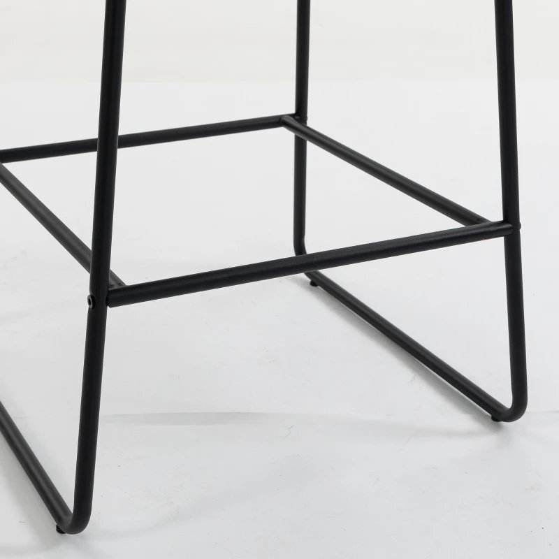 HOMCOM Lot de 2 Tabourets de Bar, Chaises de Bar Rembourrées en Tissu Bouclette, Extra-Large Assise 66H cm, Crème