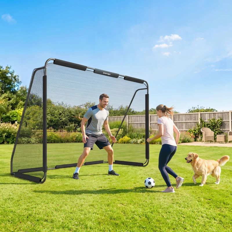 SPORTNOW Baliza de Futebol para Jardim 300x120x200 cm com Rede Resistente, Estrutura Metálica e Estacas, Preto