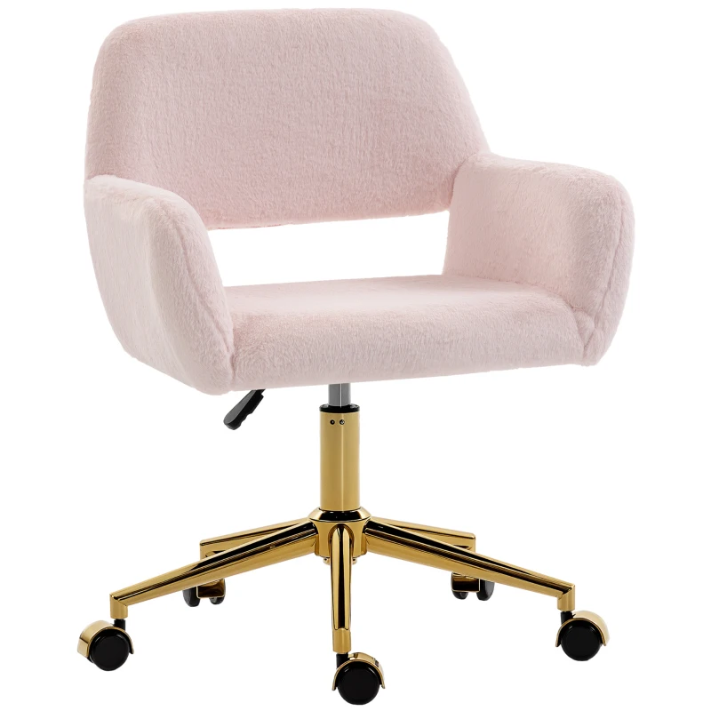 HOMCOM Faux Fur Rabbit Chair - Light Pink