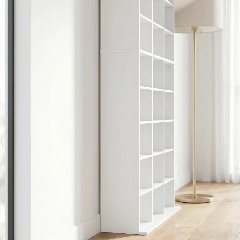 HOMCOM 835 CD/500 DVD Storage Unit, Blu-ray Media Storage Shelf with 27 Compartments and 21 Adjustable Shelves, White