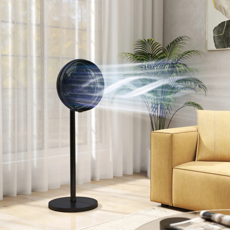 HOMCOM 40 cm Standing Fan, Cooling Floor Fan with 80° Oscillating, Adjustable Tilt and Height, 4 Speed, Remote Control, Black