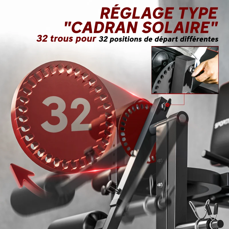 SPORTNOW Machine d'extension de jambe, étirement des jambes, capacité 120 kg, multifonction 100 x 90 x 105 cm acier noir