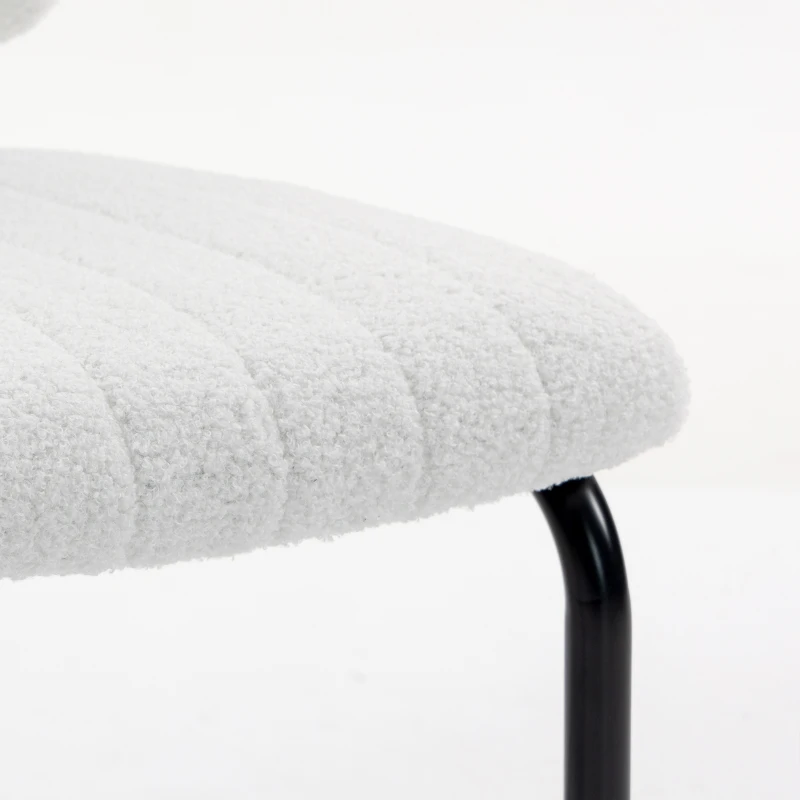 HOMCOM Lot de 2 Chaises de Salle à Manger, Chaises de Cuisine Rembourrées en Peluche Teddy, Dossier et Assise Large, Crème