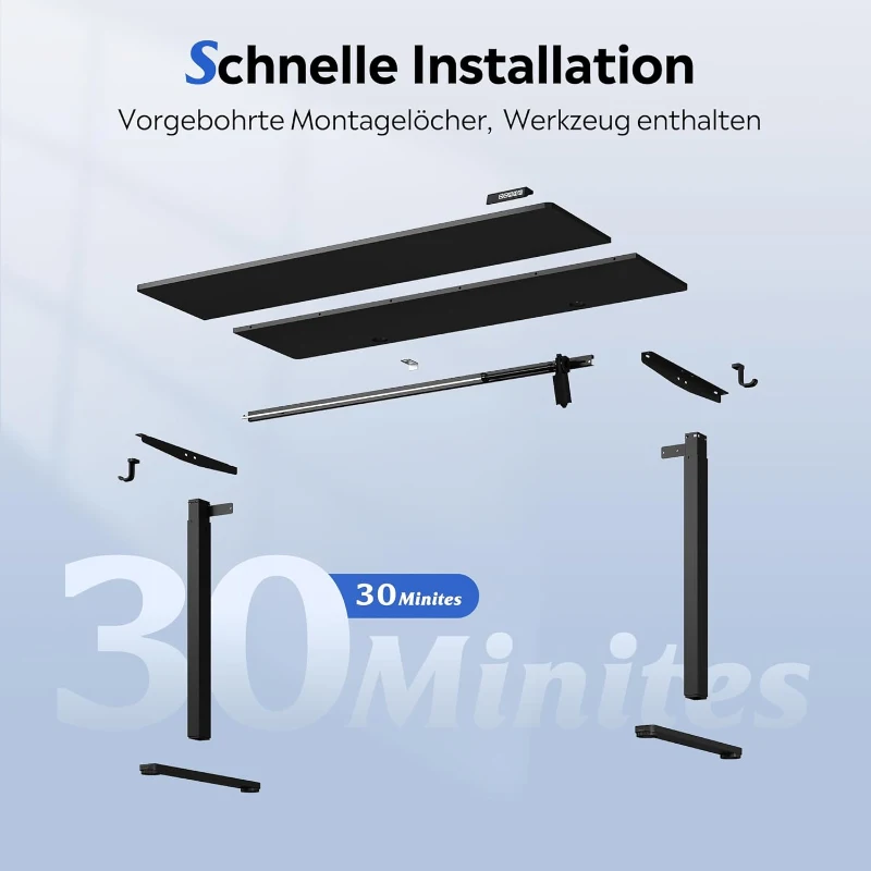 Elektrisch höhenverstellbarer Schreibtisch, leiser Motor mit 3‑fach Memory und Anti‑Kollisionssystem, 120 × 60 cm, 120x60x72-118 cm, Schwarz