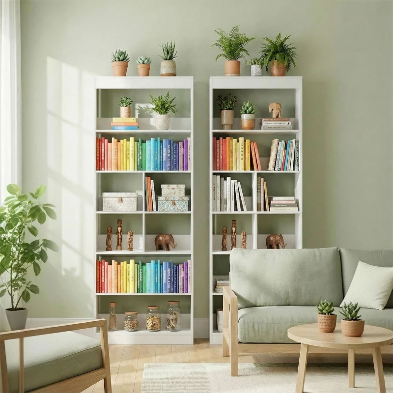 HOMCOM Bookcase, 6-Tier Bookshelf with Open Storage Shelves, Cubes, 180 cm Tall Display Shelf with Anti-Tipping Design, White