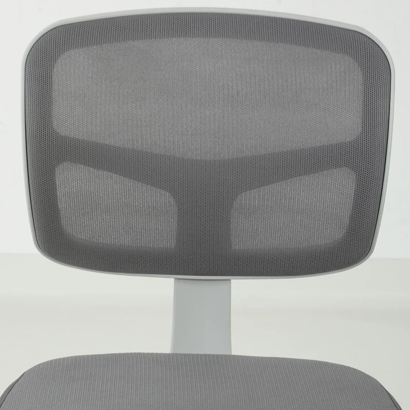 Vinsetto Chaise de Bureau Ergonomique Sans Accoudoirs, Fauteuil de Bureau Pivotant, Dossier Courbé en Maille et Roulettes, Gris