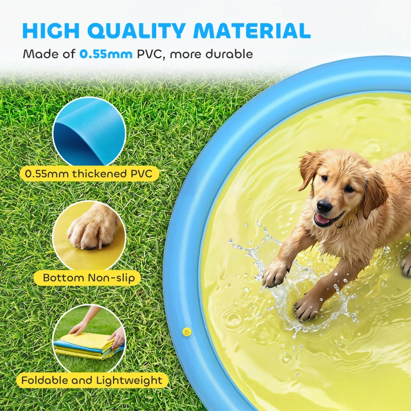 PawHut Dog Splash Pad for Pets Dog Bath Pool Water Game