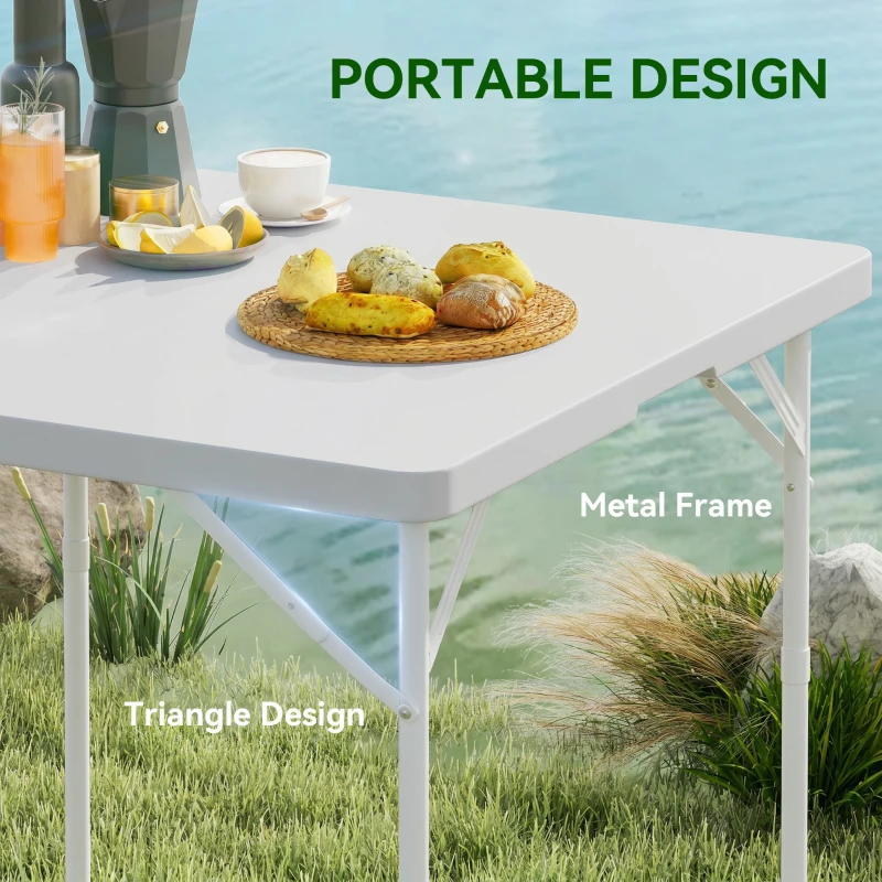 Outsunny 34/74cm Folding Camping Table, with Handle - Grey