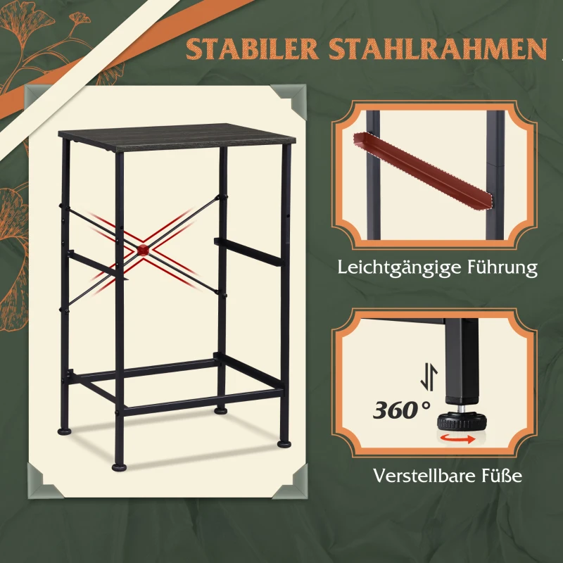 Nachttisch mit 2 Stoffschubladen, großer Stauraum, wasserfeste Holzplatte, 39.8x29.8x63.1 cm, Schwarz