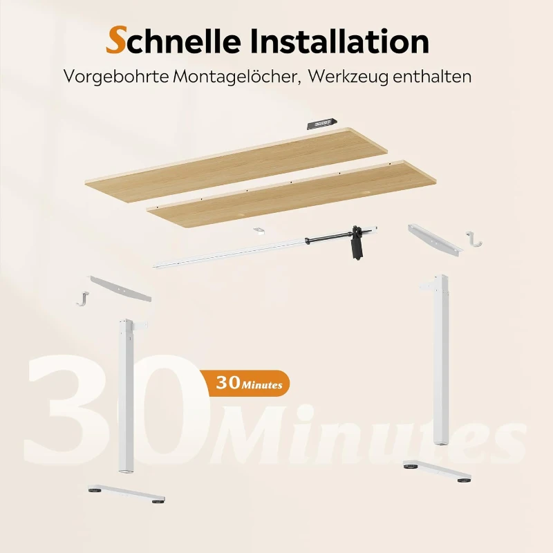 Elektrisch höhenverstellbarer Schreibtisch, leiser Motor mit 3‑fach Memory und Anti‑Kollisionssystem, 120 × 60 cm, 120x60x72-118 cm, Eichenfarbe