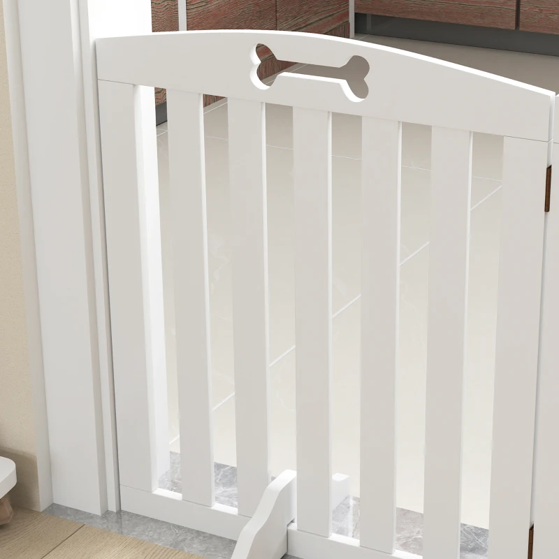 PawHut Barrera de Seguridad para Perros Plegable 155 cm Valla para Perros Medianos de 3 Paneles con Pies Extraíbles Blanco