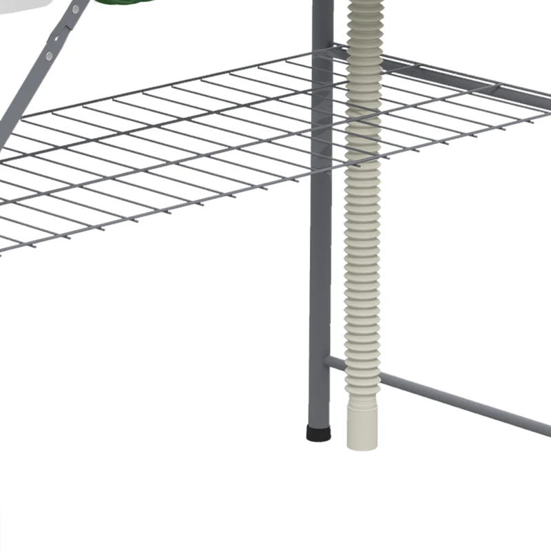 Outsunny Folding Fish Cleaning Table with Sinks, Portable Camping Sink Table with Faucet, Drainage Hose