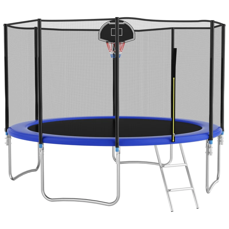 Trampolin Outdoor, verstärkten Beintraversen, doppelt gepolstertem Sicherheitsnetz, 366x366x256 cm, Blau