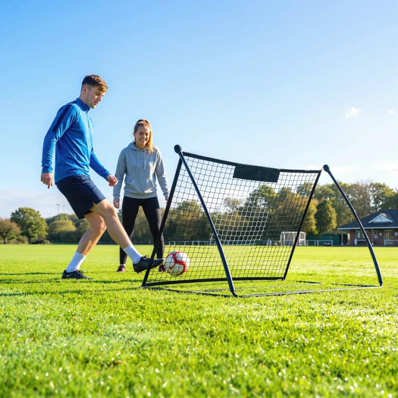 SPORTNOW Football Rebounder Net, Portable Kickback Football Rebounder Net with Carry Bag and Ground Stakes
