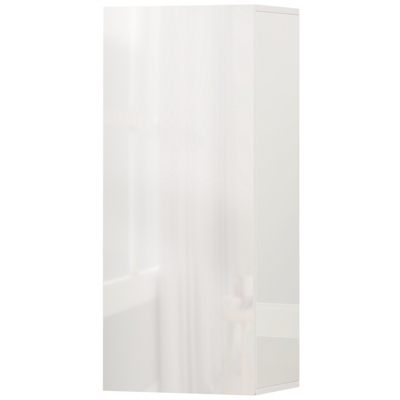 HOMCOM Mobiletto Bagno Pensile con 2 Ripiani in Vetro Regolabili e Anta Senza Maniglia, Bianco Lucido