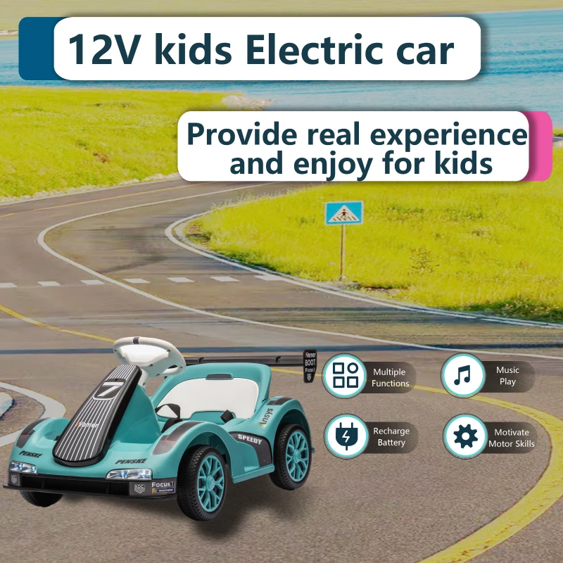 Kinder-Elektroauto, einstellbare Vor-/Rückfahrt und zwei Geschwindigkeitsstufen, 81x50.5x45 cm, Grün