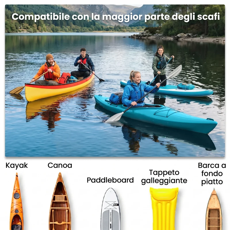 HOMCOM Carrello per Kayak Pieghevole Pneumatici 25cm Adatto a Tutte Superfici