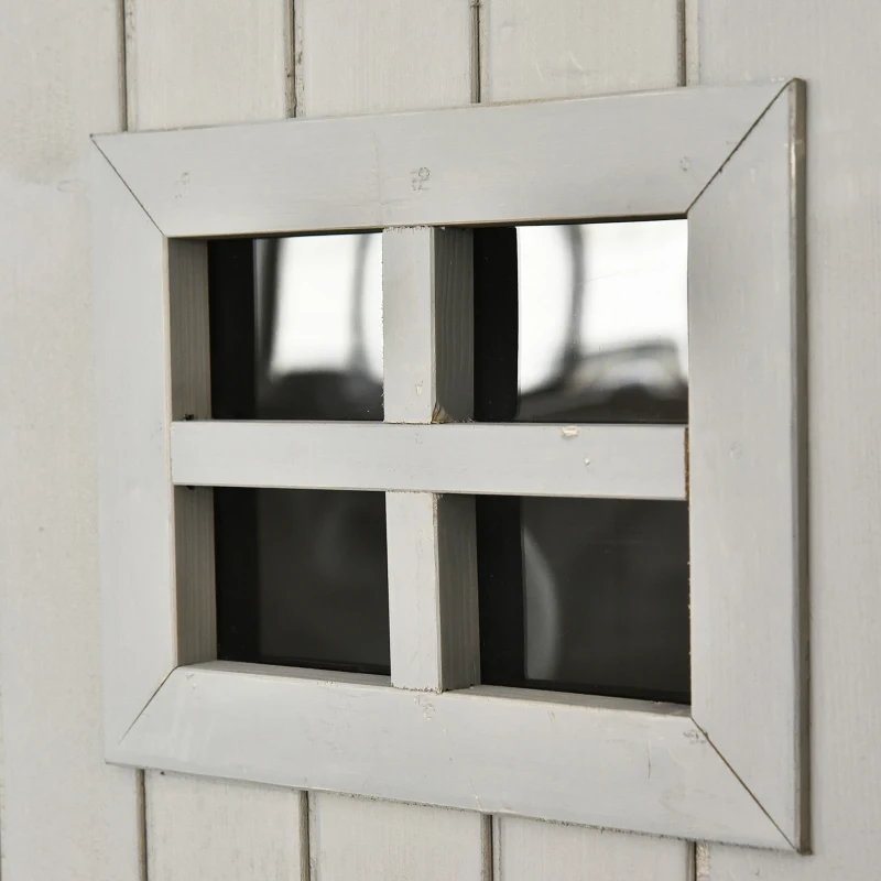 Outsunny Armario de Madera para Exterior para Herramientas de Jardinería con Doble Puerta y Estantes 127,5x50x164 cm Gris