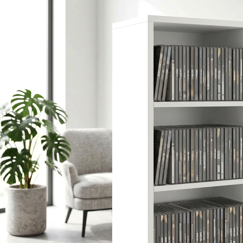 HOMCOM 835 CD/500 DVD Storage Unit, Blu-ray Media Storage Shelf with 27 Compartments and 21 Adjustable Shelves, White