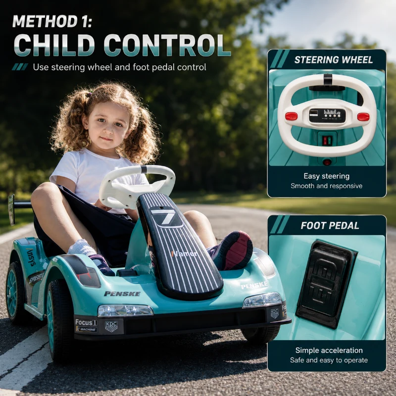 Kinder-Elektroauto, einstellbare Vor-/Rückfahrt und zwei Geschwindigkeitsstufen, 81x50.5x45 cm, Grün