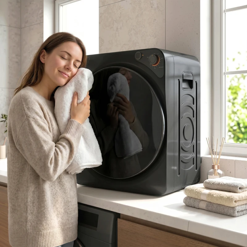 HOMCOM 5kg Vented Tumble Dryer, 1000W Compact Tumble Dryer with 5 Drying Modes, Stainless Steel Tub, Black